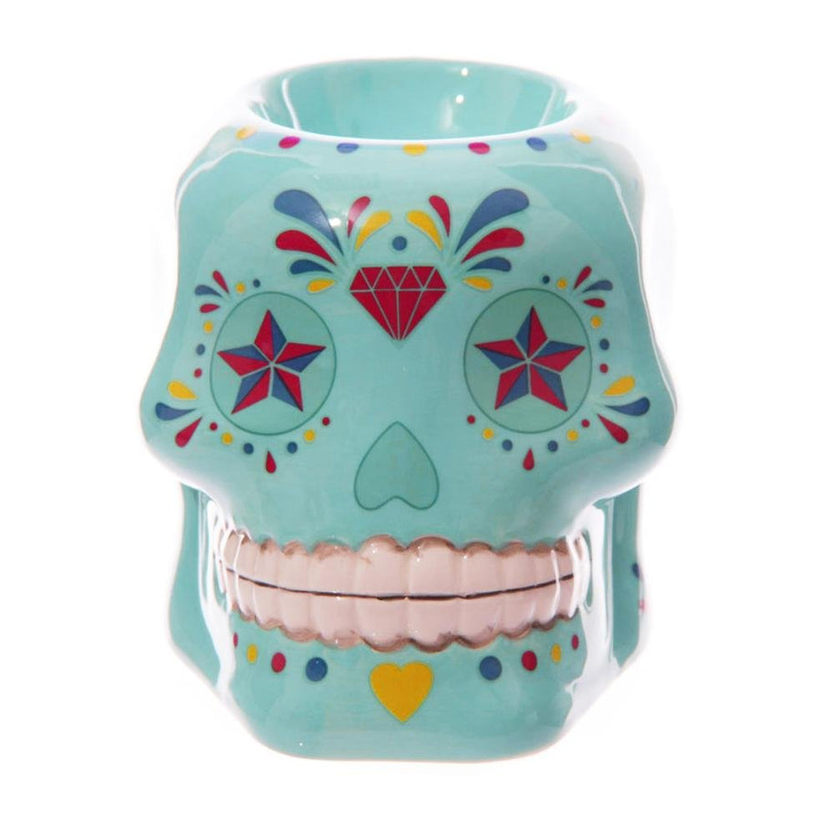 Day Of The Dead Wax Melt Burner (Blue) - Free Wax Melt!