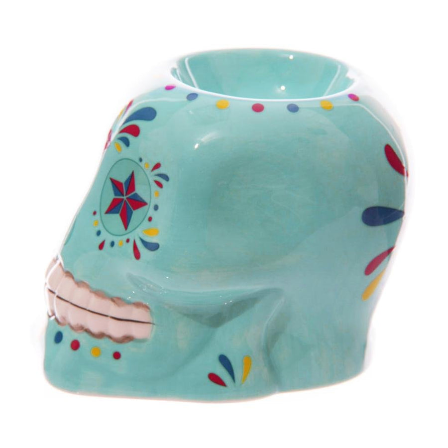 Day Of The Dead Wax Melt Burner (Blue) - Free Wax Melt!