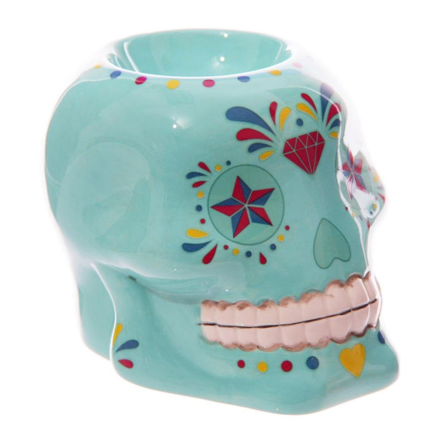 Day Of The Dead Wax Melt Burner (Blue) - Free Wax Melt!